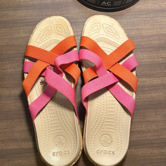 3 pair of shoes. 2 pair of Crocs sandals and one pair of Toms size 10 - Picture 2 of 6